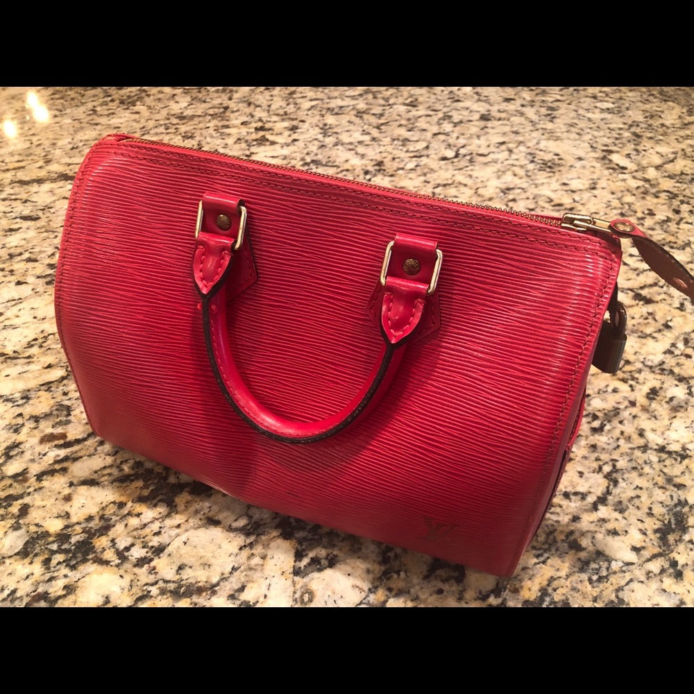 Red Louis Vuitton Speedy 25 Epi Handbag Purse Tote - Picture 1 of 8